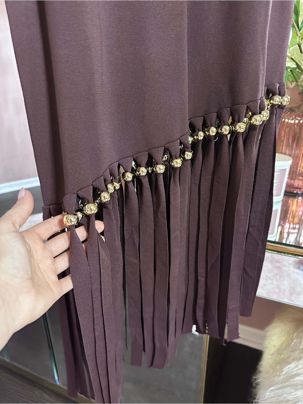 NWT 🤎 Commense Fringe Knit Dress - Picture 5 of 13